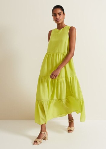 Phase Eight Sara Tiered Dress Light Green Canada | BTCSFH-453